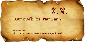 Kutrovácz Mariann névjegykártya