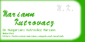 mariann kutrovacz business card